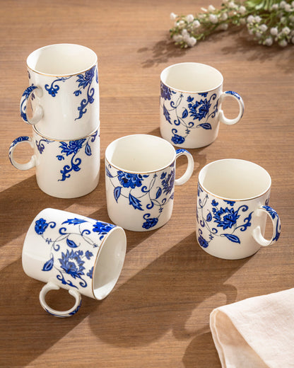 Blue Heritage Floral Mug - Set Of 6