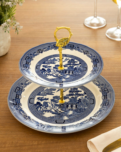 Blue Willow Heritage 2-Tier Cake Stand
