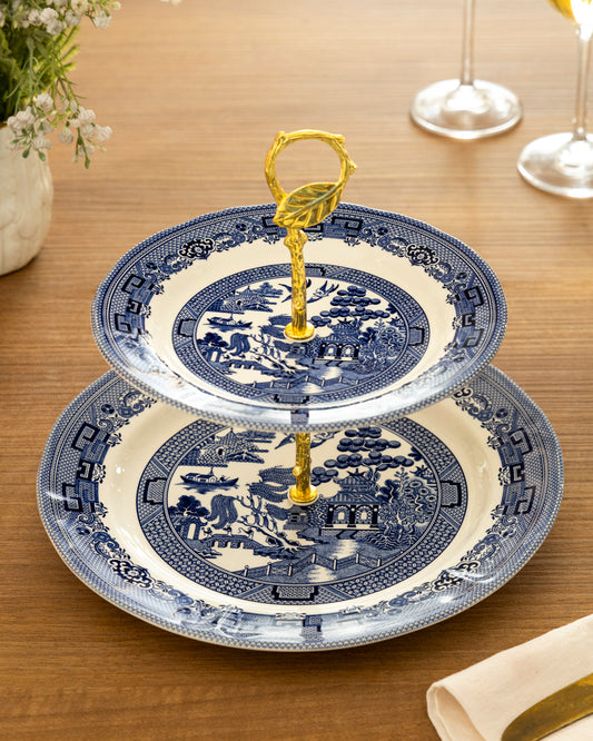 Blue Willow Heritage 2-Tier Cake Stand