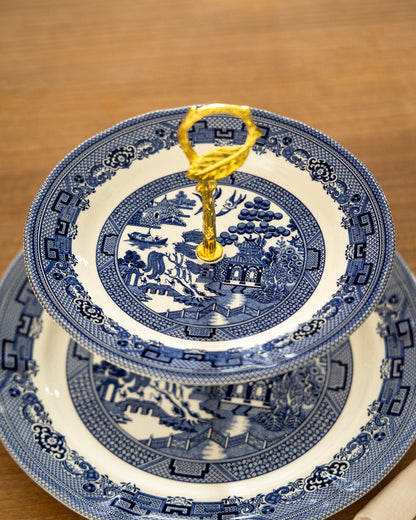 Blue Willow Heritage 2-Tier Cake Stand
