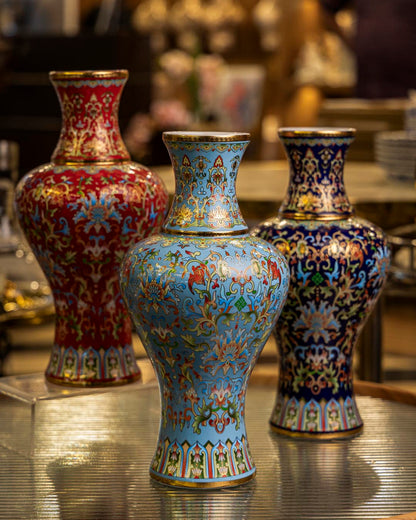 Majestic Enamel Cloisonne Flower Vase - Sky Blue