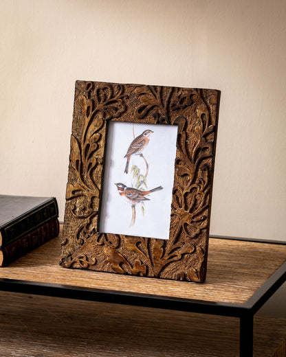 Antique Floral Carved Photo Frame
