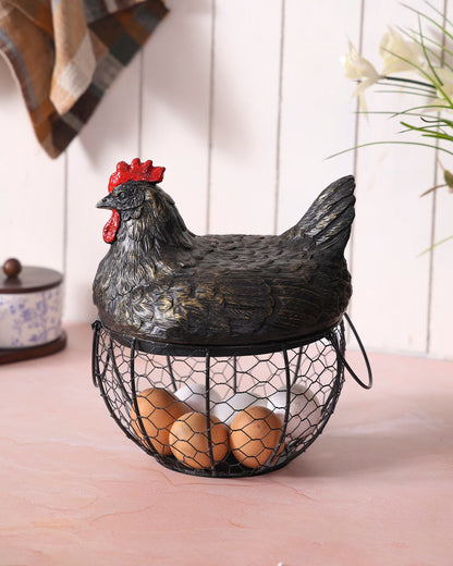 Rooster Egg Basket - Black
