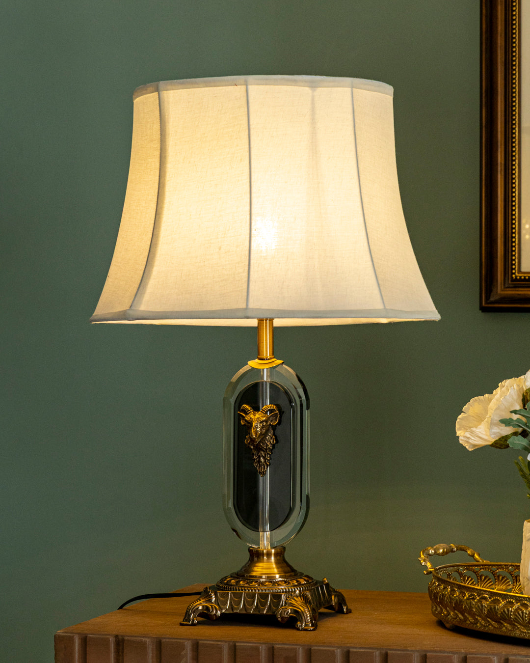 Royal Crest Glass & Brass Table Lamp