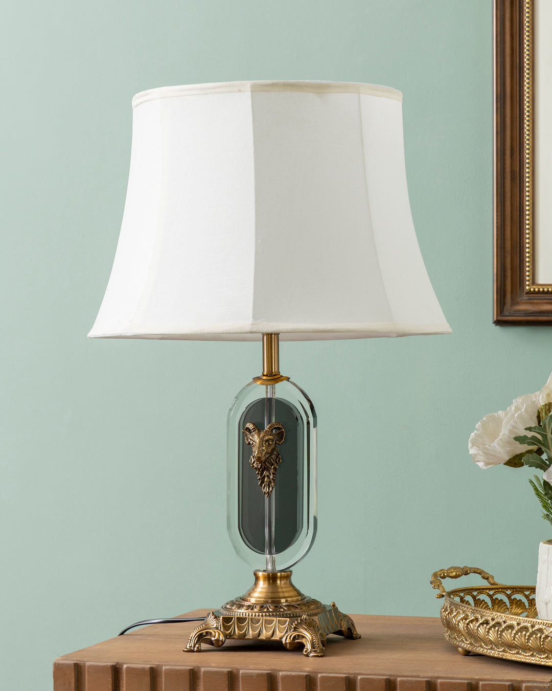 Royal Crest Glass & Brass Table Lamp