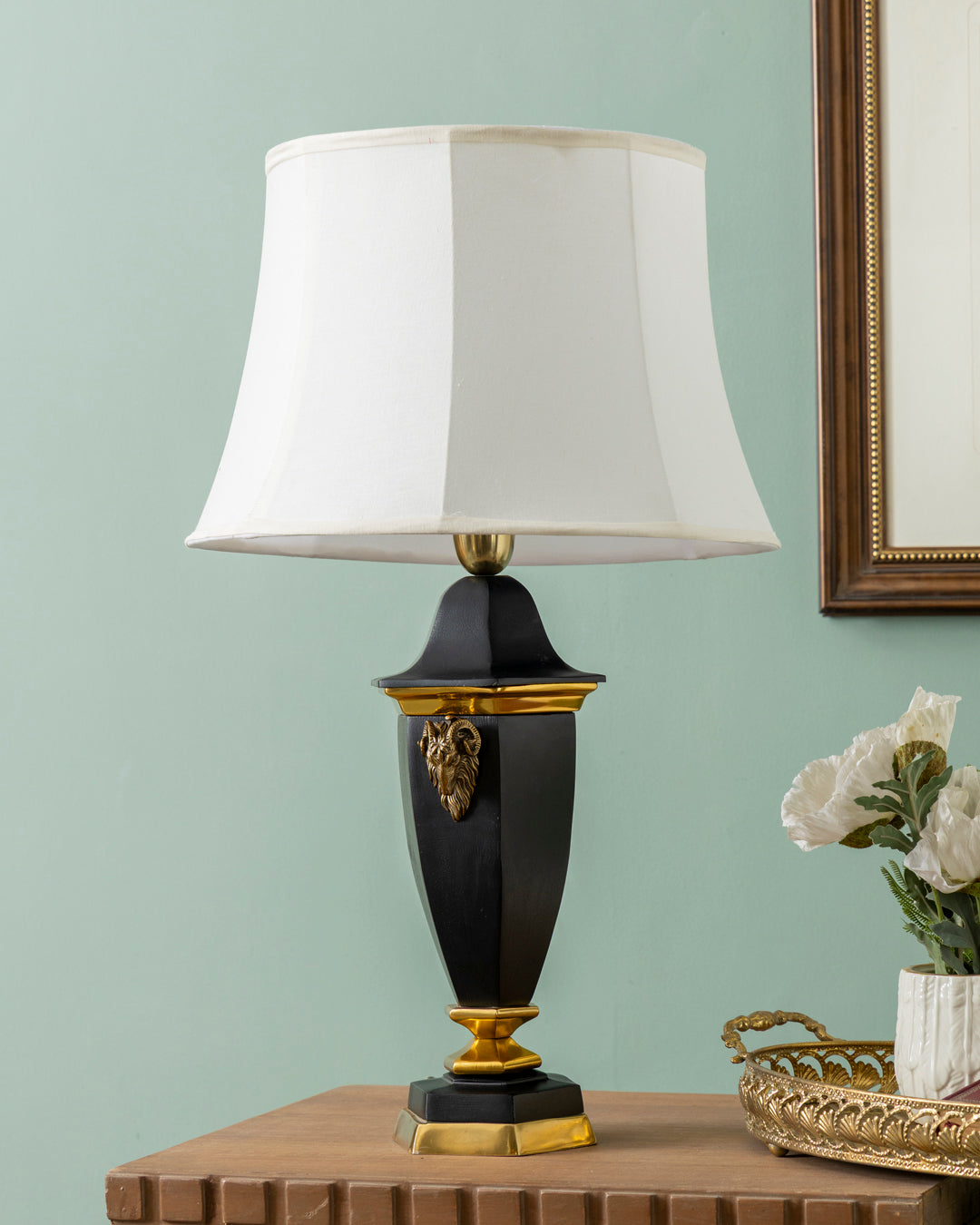 Midnight Crest Brass Accent Table Lamp