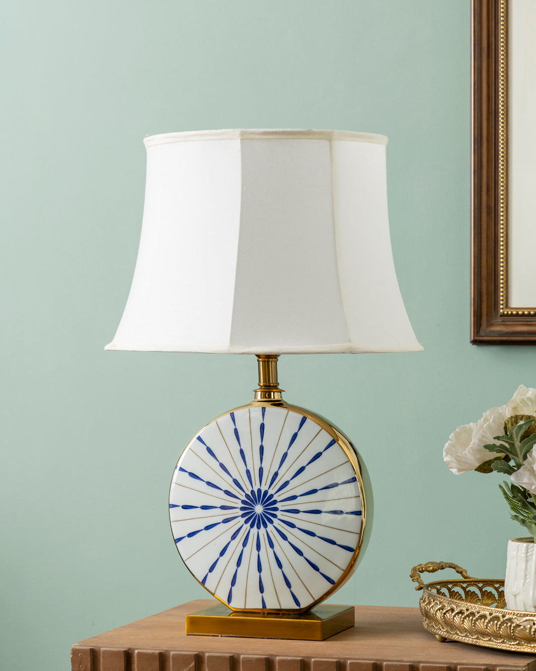Azure Sunburst Disc Table Lamp