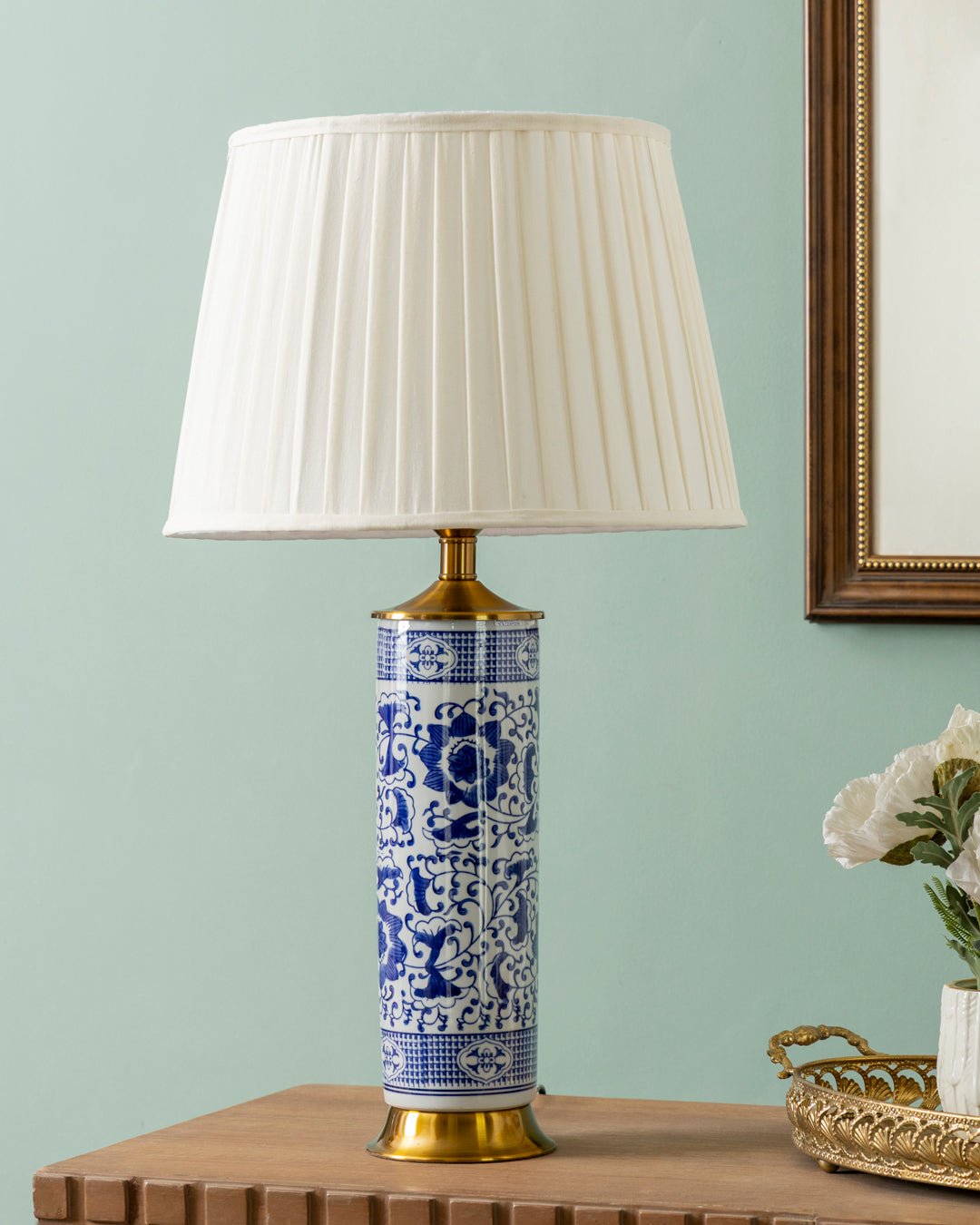 Royal Blue Column Table Lamp