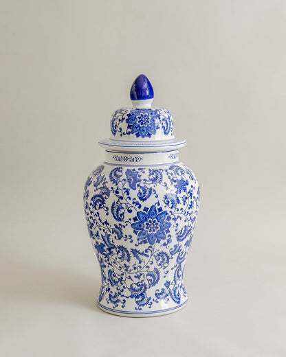 Blue Dynasty Floral Temple Jar - 62 CM