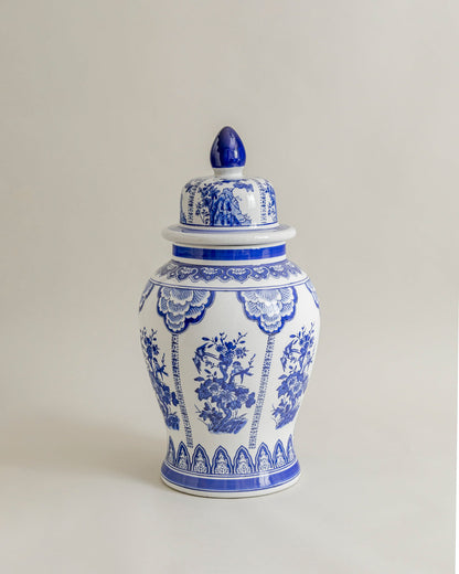 Royal Blue Garden Pavilion Temple Jar - 62 cm