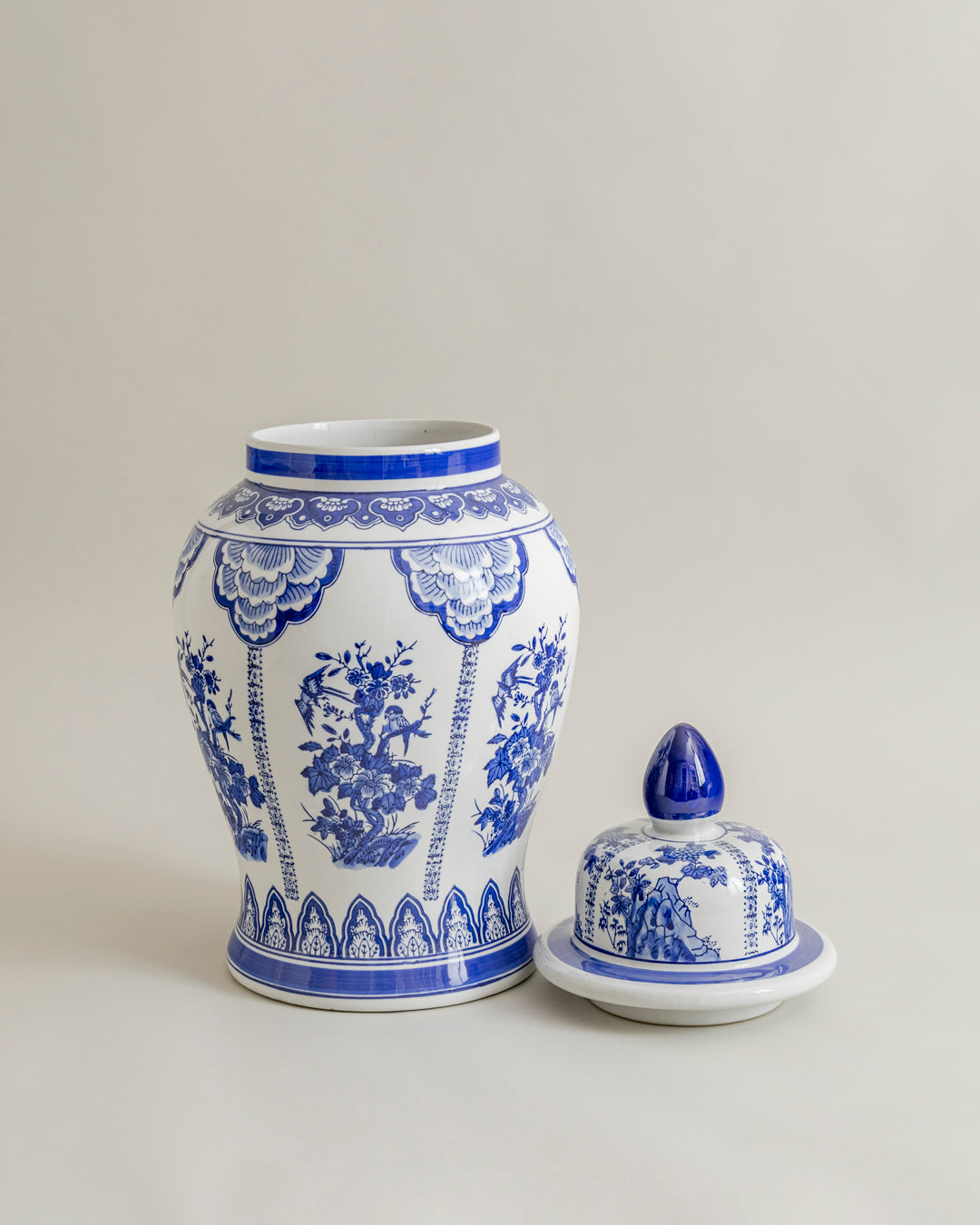 Royal Blue Garden Pavilion Temple Jar - 62 cm
