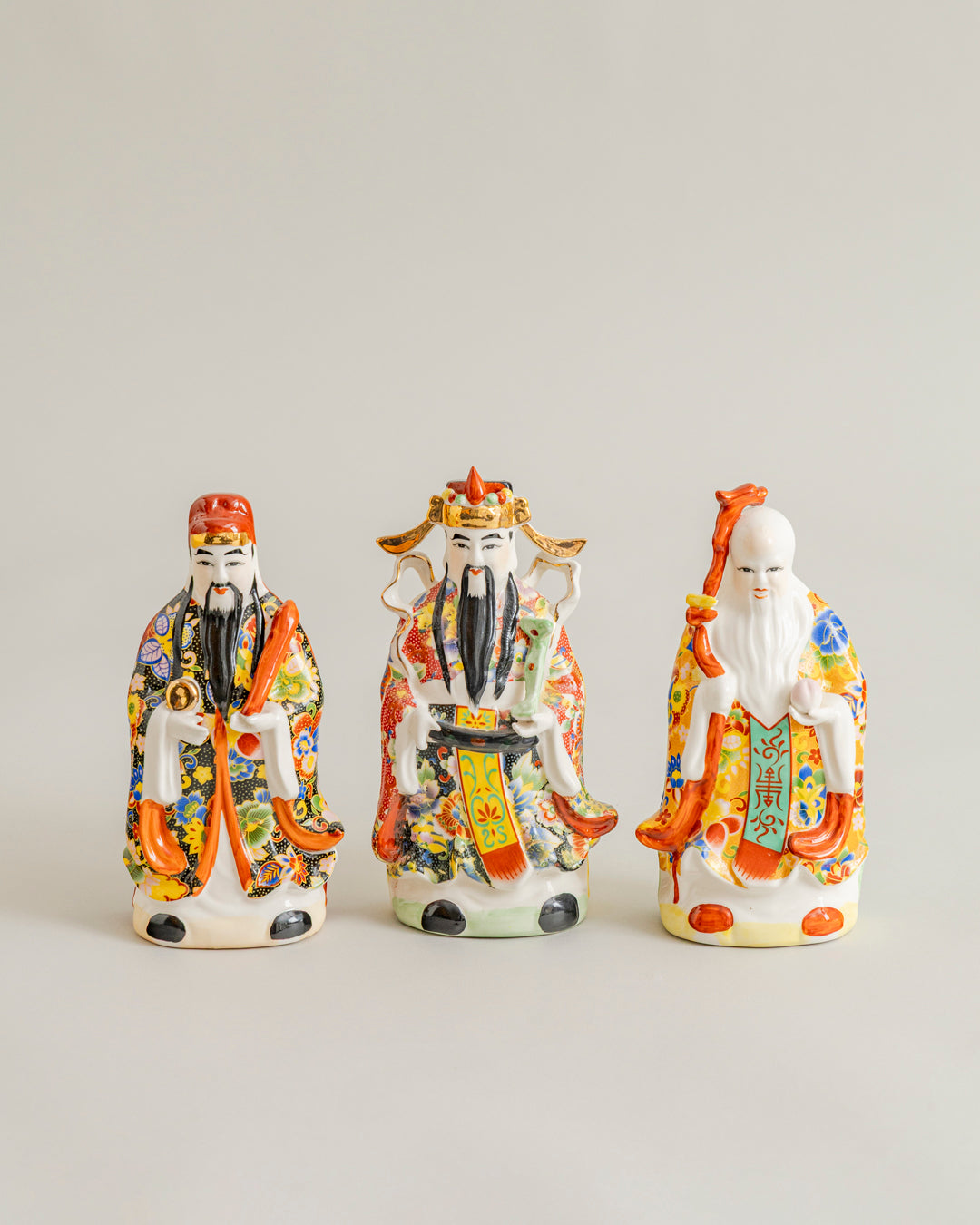 'The Three Star Gods' Porcelain Sculptures, Set of 3 - Small