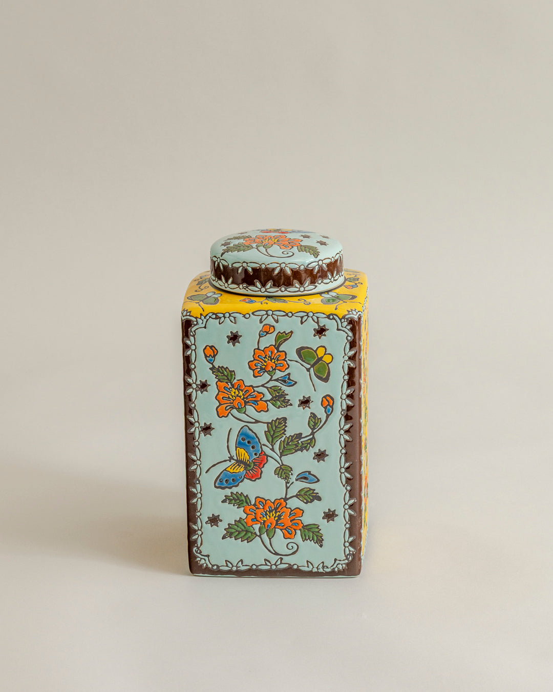 Golden Meadow Butterfly Decorative Jar - 26 cm