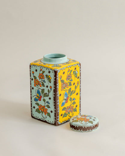 Golden Meadow Butterfly Decorative Jar - 26 cm
