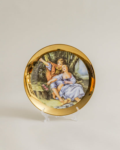 Victorian Elegance Golden Rim Decorative Plates - 10"