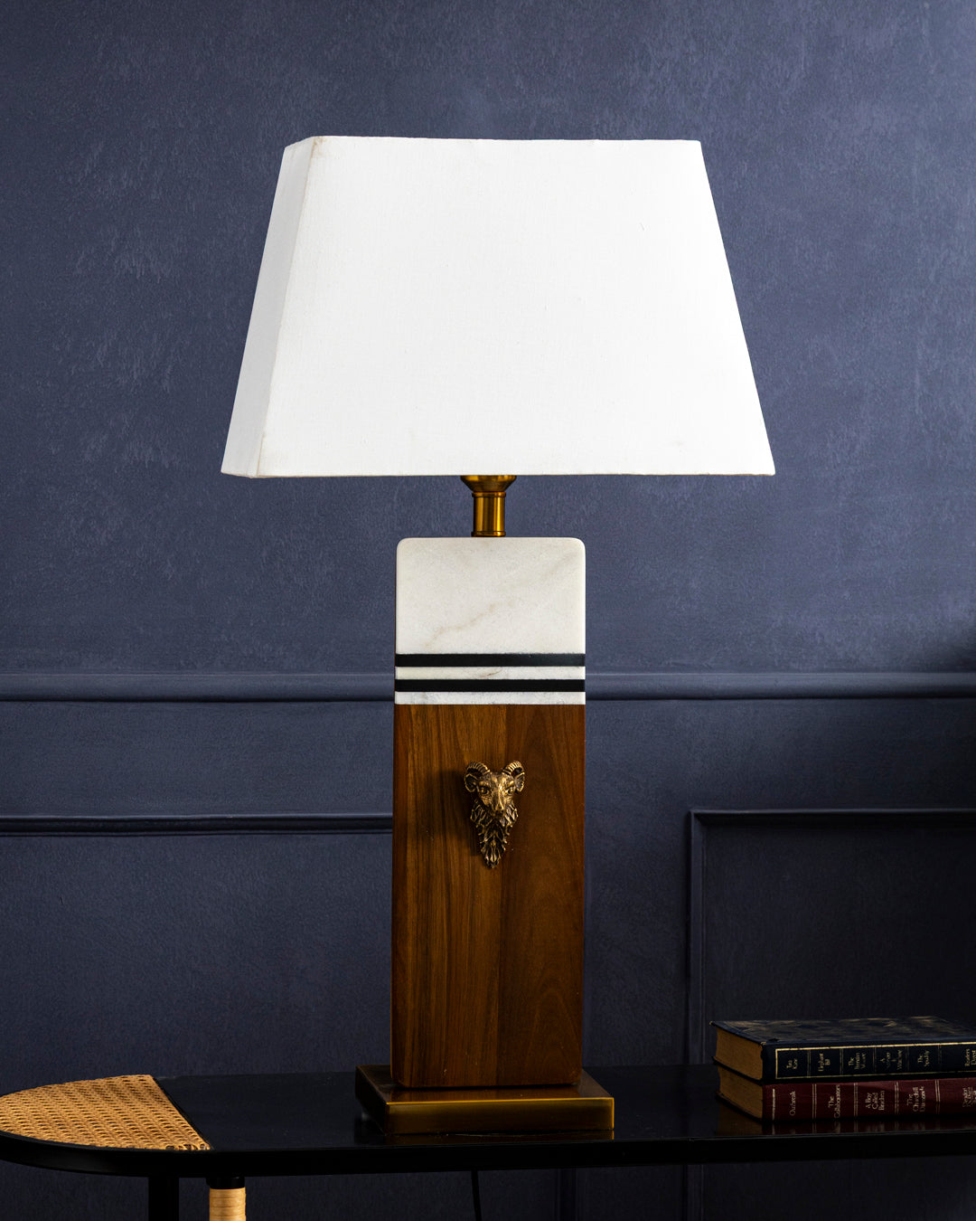 Marble And Wood Stripe Table Lamp