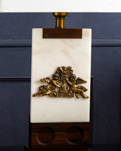 Marble And Wood Rectangular Table Lamp