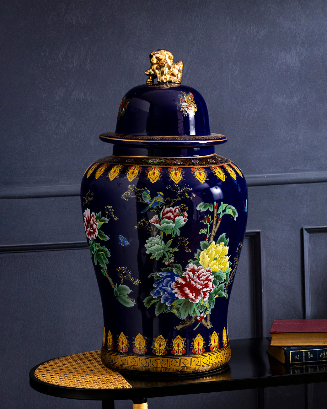 Midnight Regal Bloom Temple Jar - 64 cm