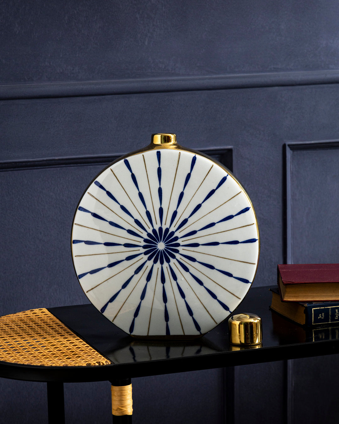 Indigo Sunburst Art Vase
