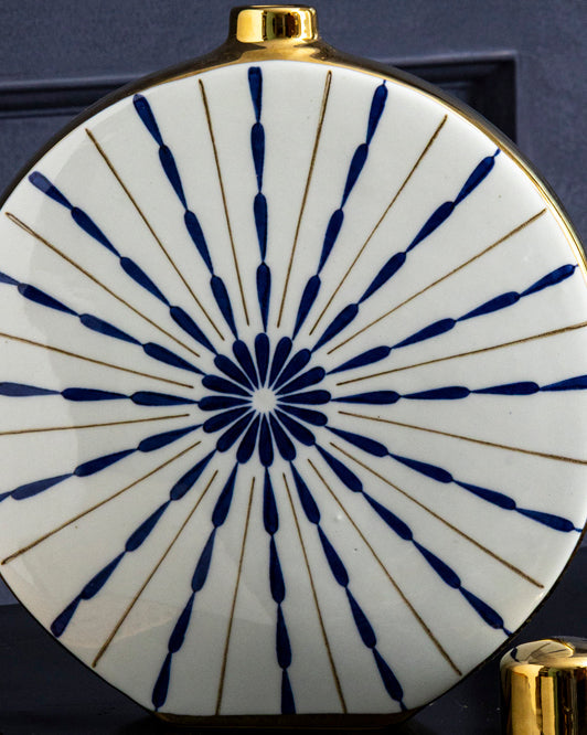 Indigo Sunburst Art Vase