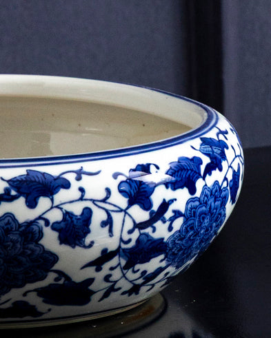 Royal Blue Lotus Bowl Planter - 33 cm