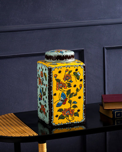 Golden Meadow Butterfly Decorative Jar - 26 cm
