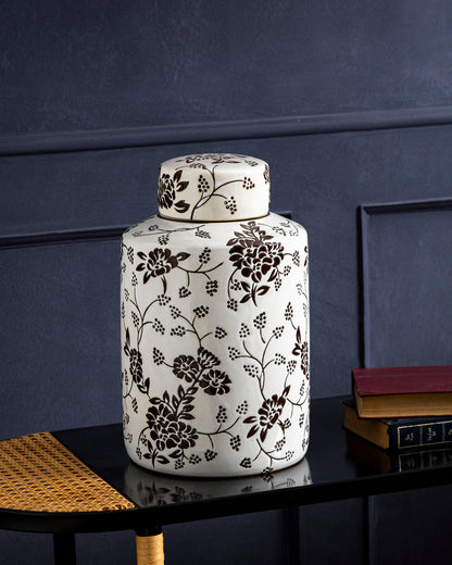 Monochrome Blossom Classic Decorative Jar - 33 cm