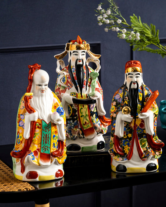 'The Three Star Gods' Porcelain Sculptures, Set of 3 - Medium