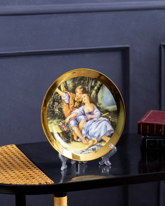 Victorian Elegance Golden Rim Decorative Plates - 10"