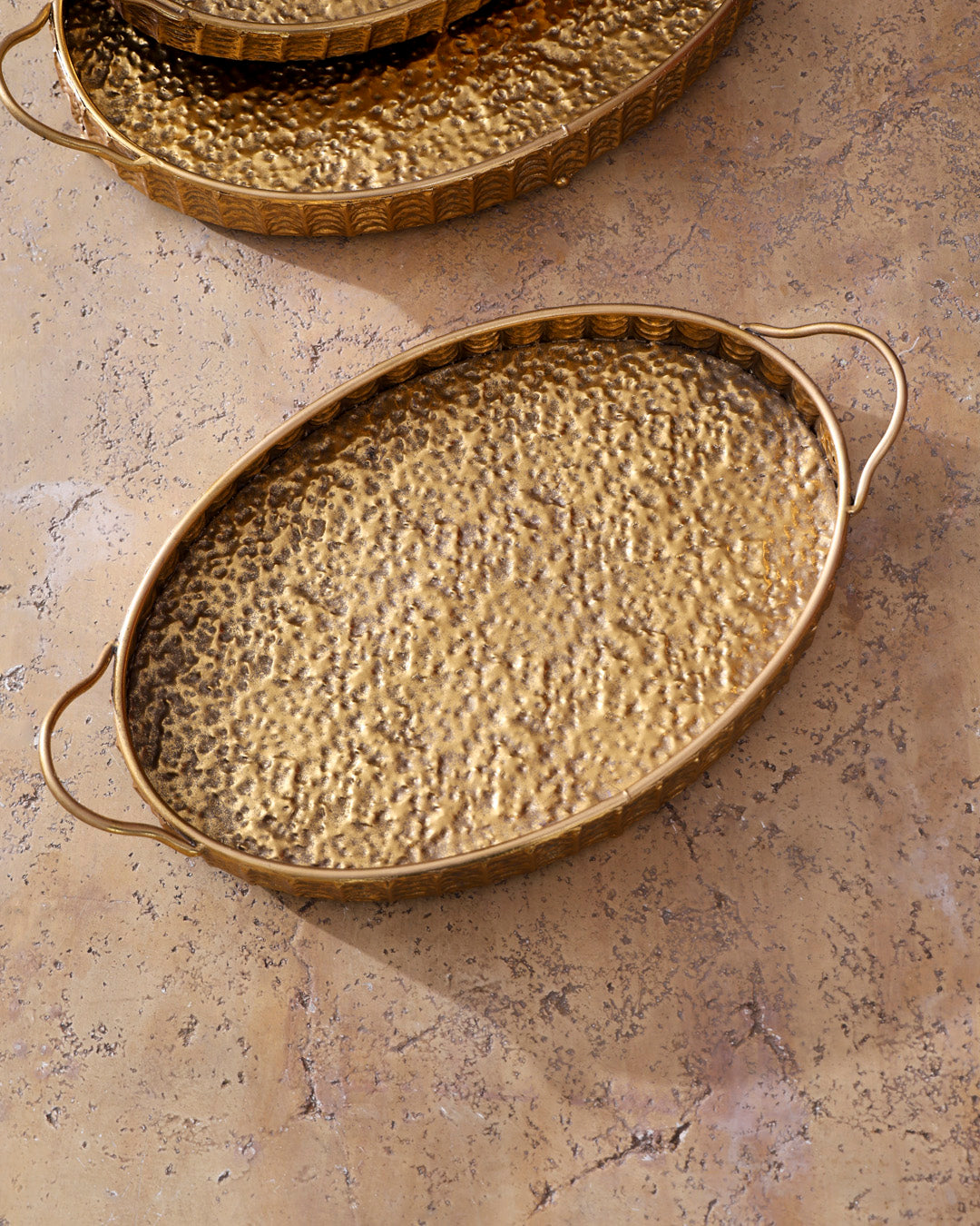 Gold Hammered Serving Tray - Medium