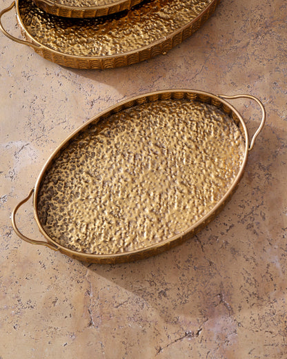Gold Hammered Serving Tray - Medium