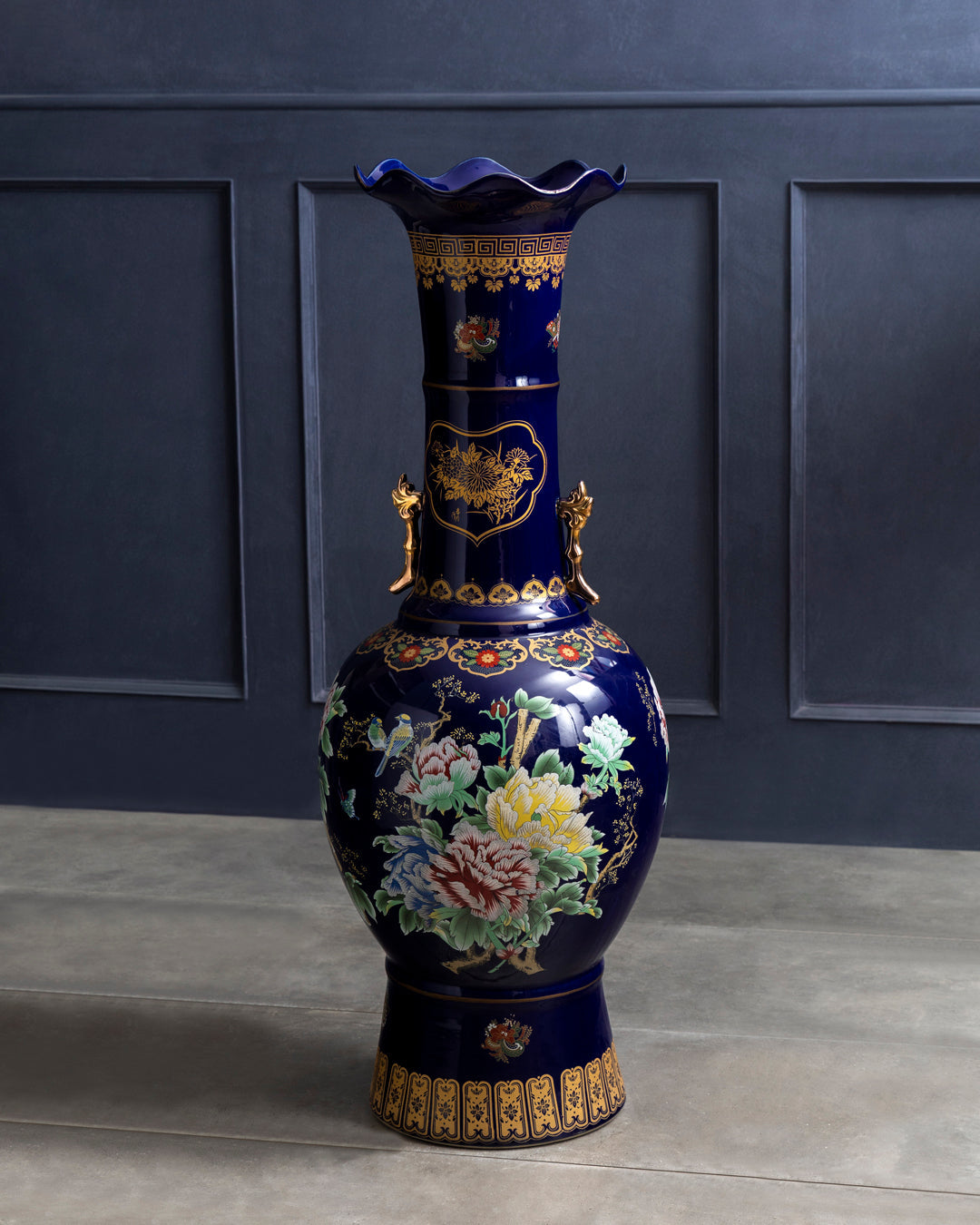 Royal Sapphire Floral Palace Vase