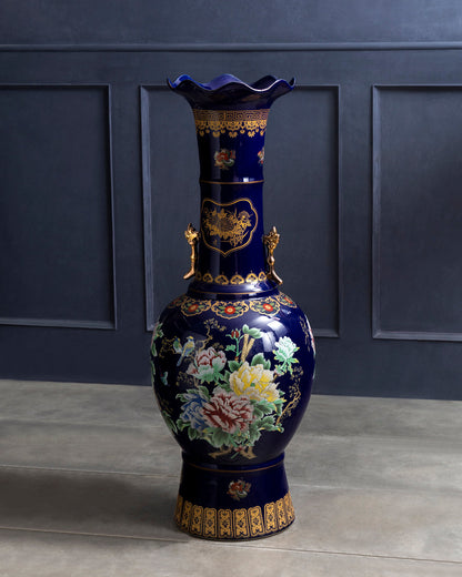 Royal Sapphire Floral Palace Vase