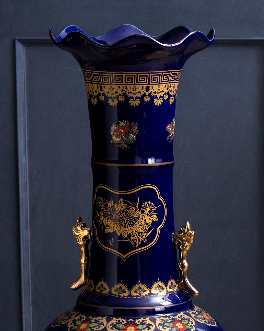 Royal Sapphire Floral Palace Vase