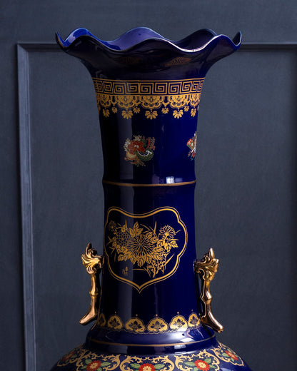 Royal Sapphire Floral Palace Vase