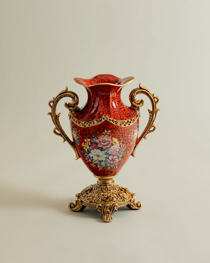 Crimson Blossom Heritage Vase