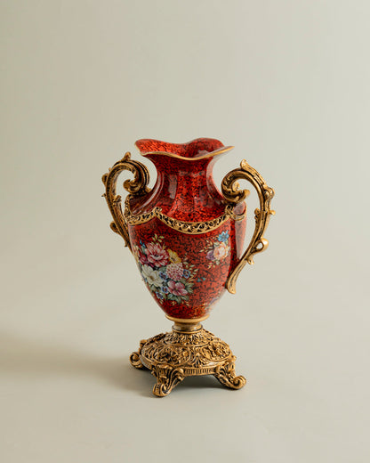 Crimson Blossom Heritage Vase