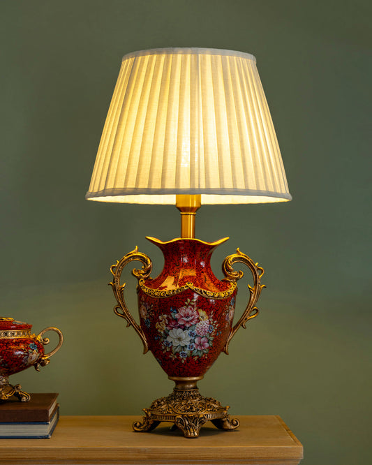 Crimson Blossom Heritage Table Lamp