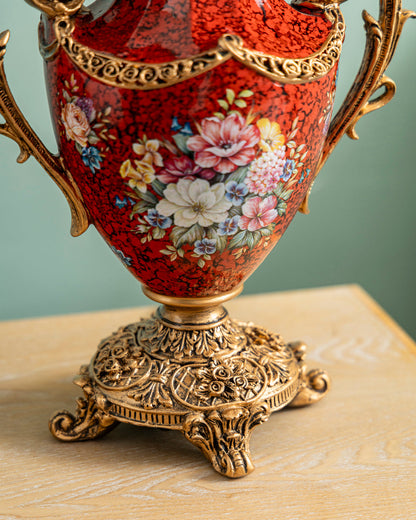Crimson Blossom Heritage Table Lamp
