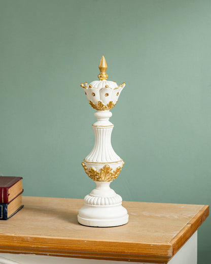 Royal Chess Piece Decorative Sculpture Set Of 3 - White