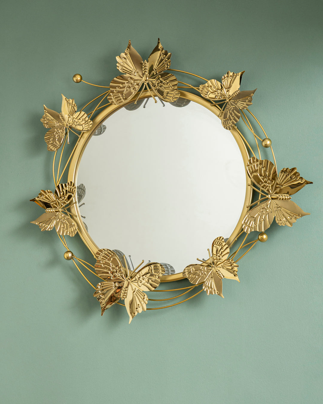 Golden Butterfly Bloom Wall Mirror