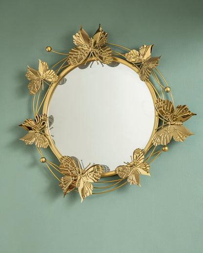 Golden Butterfly Bloom Wall Mirror