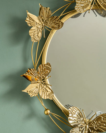 Golden Butterfly Bloom Wall Mirror