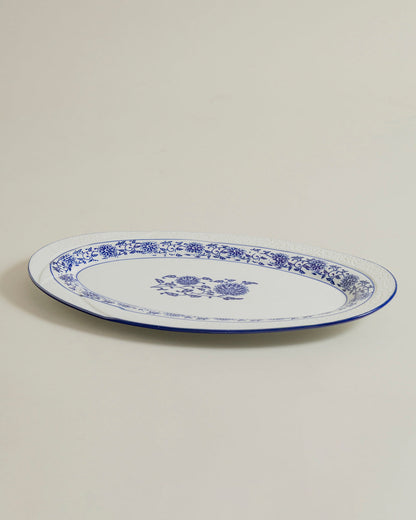 Regal Blue Blossom Oval Serving Platter