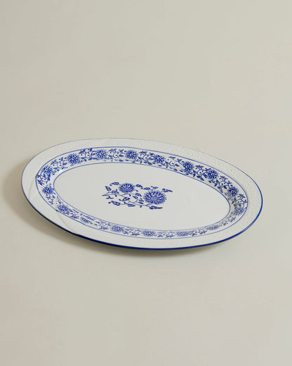 Regal Blue Blossom Oval Serving Platter