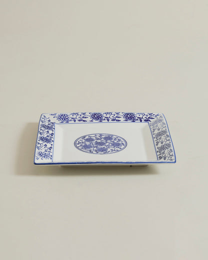 Classic Blue Floral Square Dinner Plate