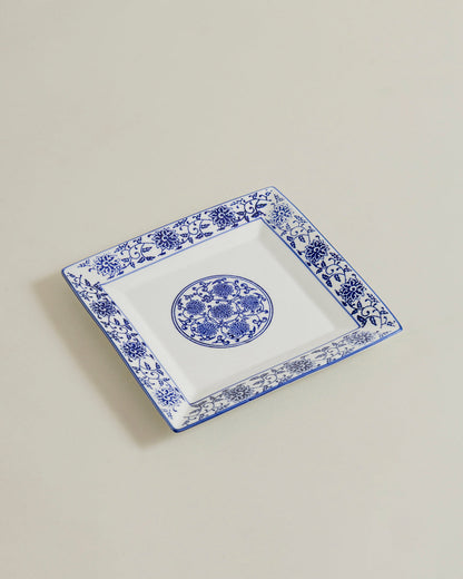 Classic Blue Floral Square Dinner Plate