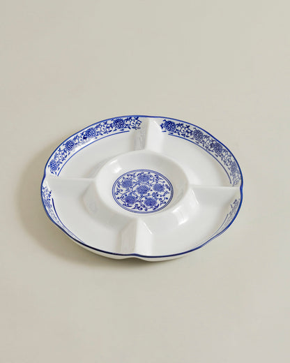 Royal Blue Floral Chip & Dip Platter