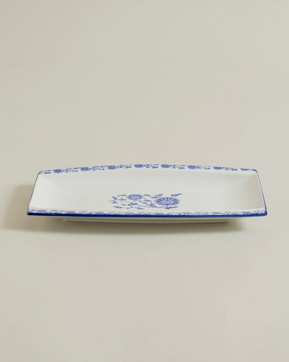 Elegant Blue Floral Serving Platter