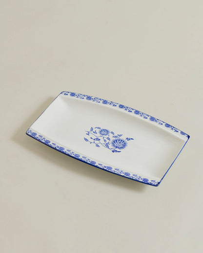 Elegant Blue Floral Serving Platter